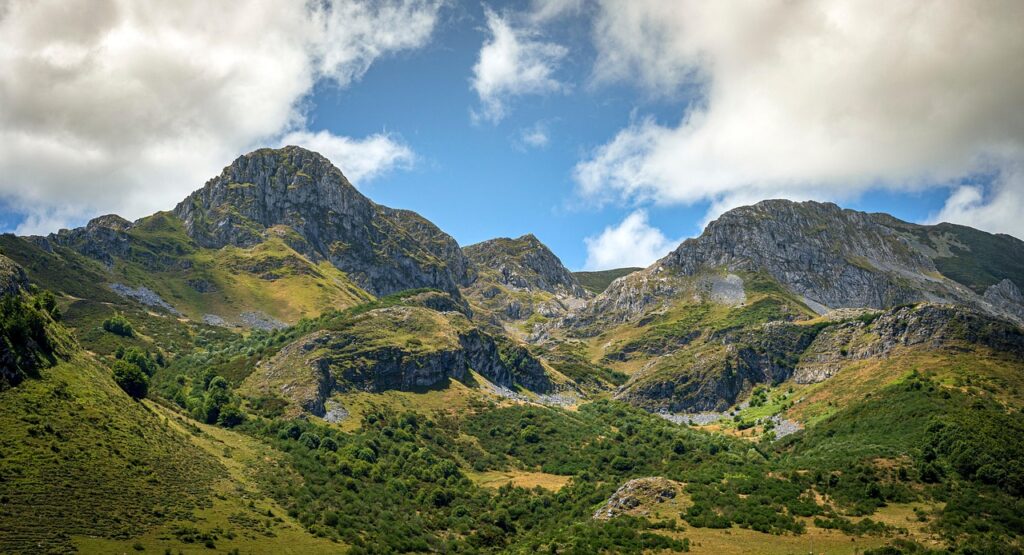 mountains, peak, summit, sky, clouds, landscape, nature, scenic, adventure, outdoors, spain, asturias